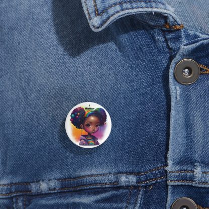 Little Big Hair Rainbow Black Girl "I Matter" Pin - Image 2