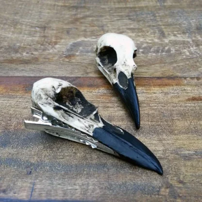 Goth Fashion Simulation Skeleton Crow Head Hair Clip