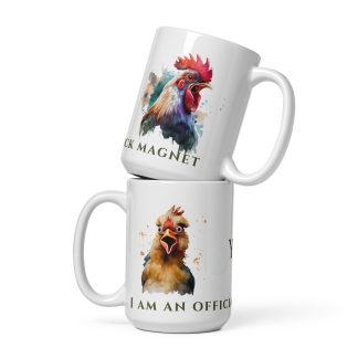 15 oz White glossy Rooster mug